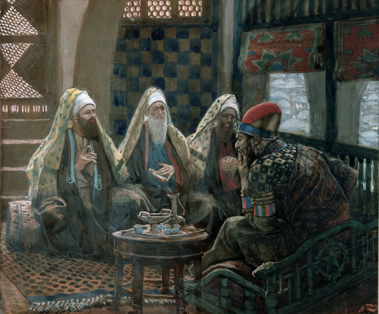 De vise männen och Herodes, illustration till The Life of Christ, c.1886-94 (wc & gouache på kartong) av James Jacques Joseph Tissot