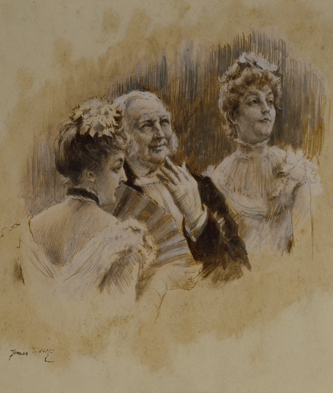 Kvinnorna i Paris: The Young Ladies of the Provinces (penna och bläck) av James Jacques Joseph Tissot