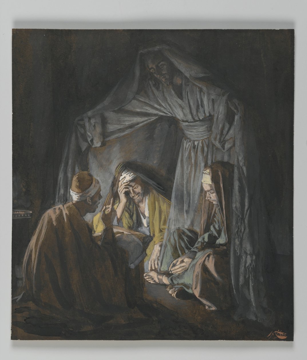 Två eller tre samlade i mitt namn, illustration från Vår Herre Jesu Kristi liv (wc över grafit på papper) av James Jacques Joseph Tissot