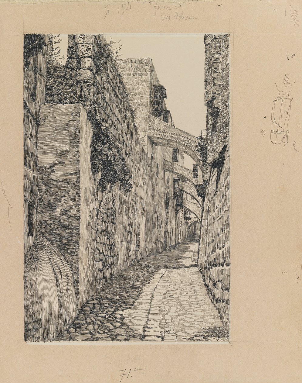 Via Dolorosa, Jerusalem, illustration från Vår Herre Jesu Kristi liv (bläck & grafit på kartong) av James Jacques Joseph Tissot