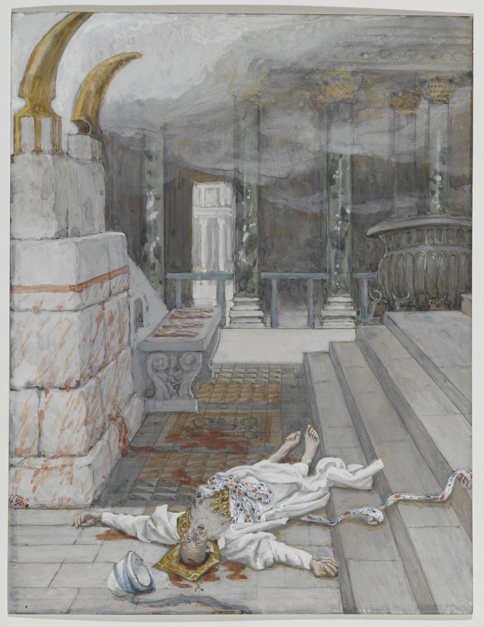 Zacharias dödad mellan templet och altaret, illustration från 