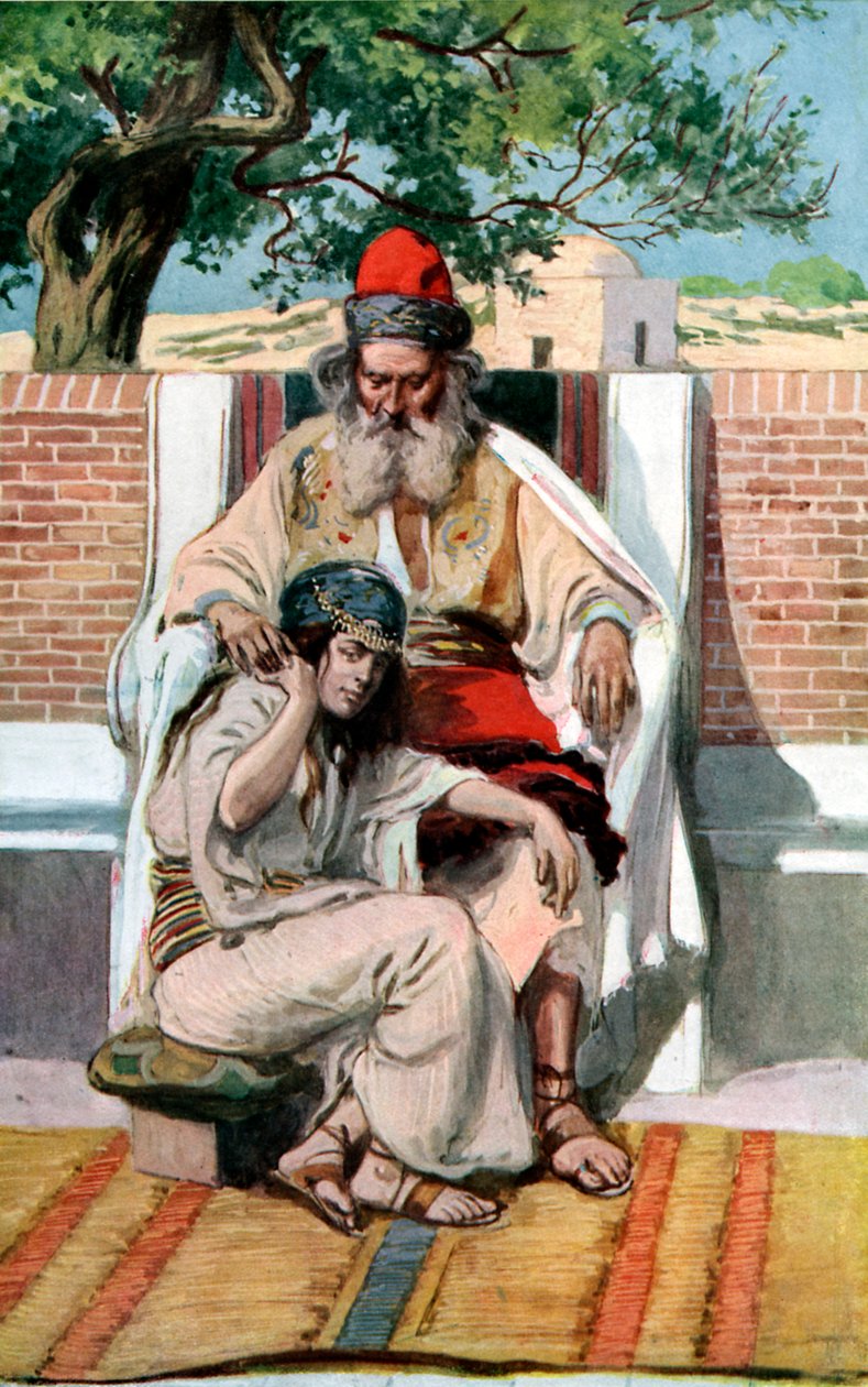 David och Abishag av J James Tissot - Bibeln av James Jacques Joseph after Tissot