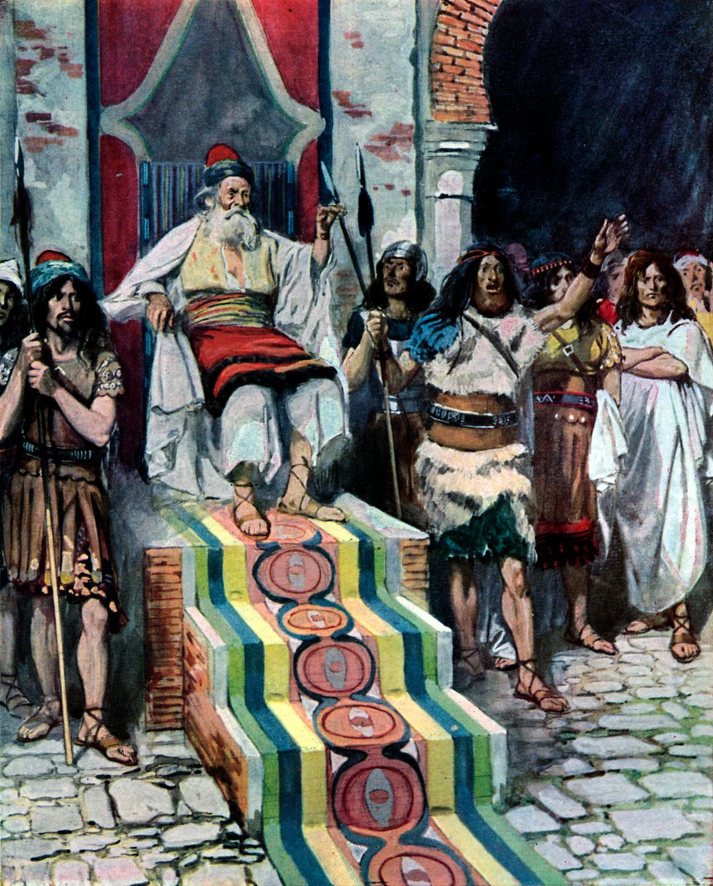 David ser budbäraren anlända, av Tissot -Bibeln av James Jacques Joseph after Tissot