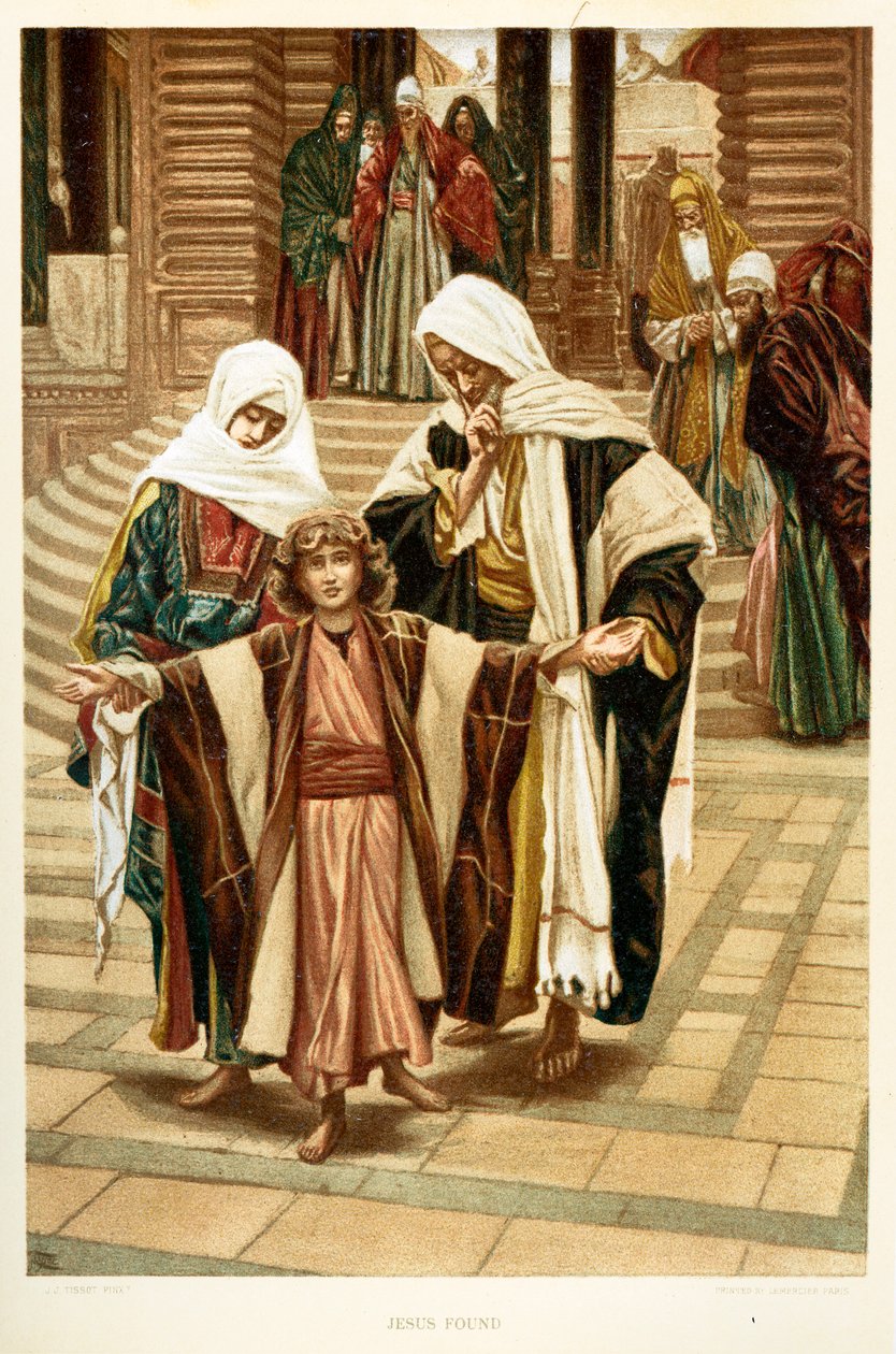Jesus hittade, Saint Luke - Kapitel 2 - Bibeln av James Jacques Joseph after Tissot