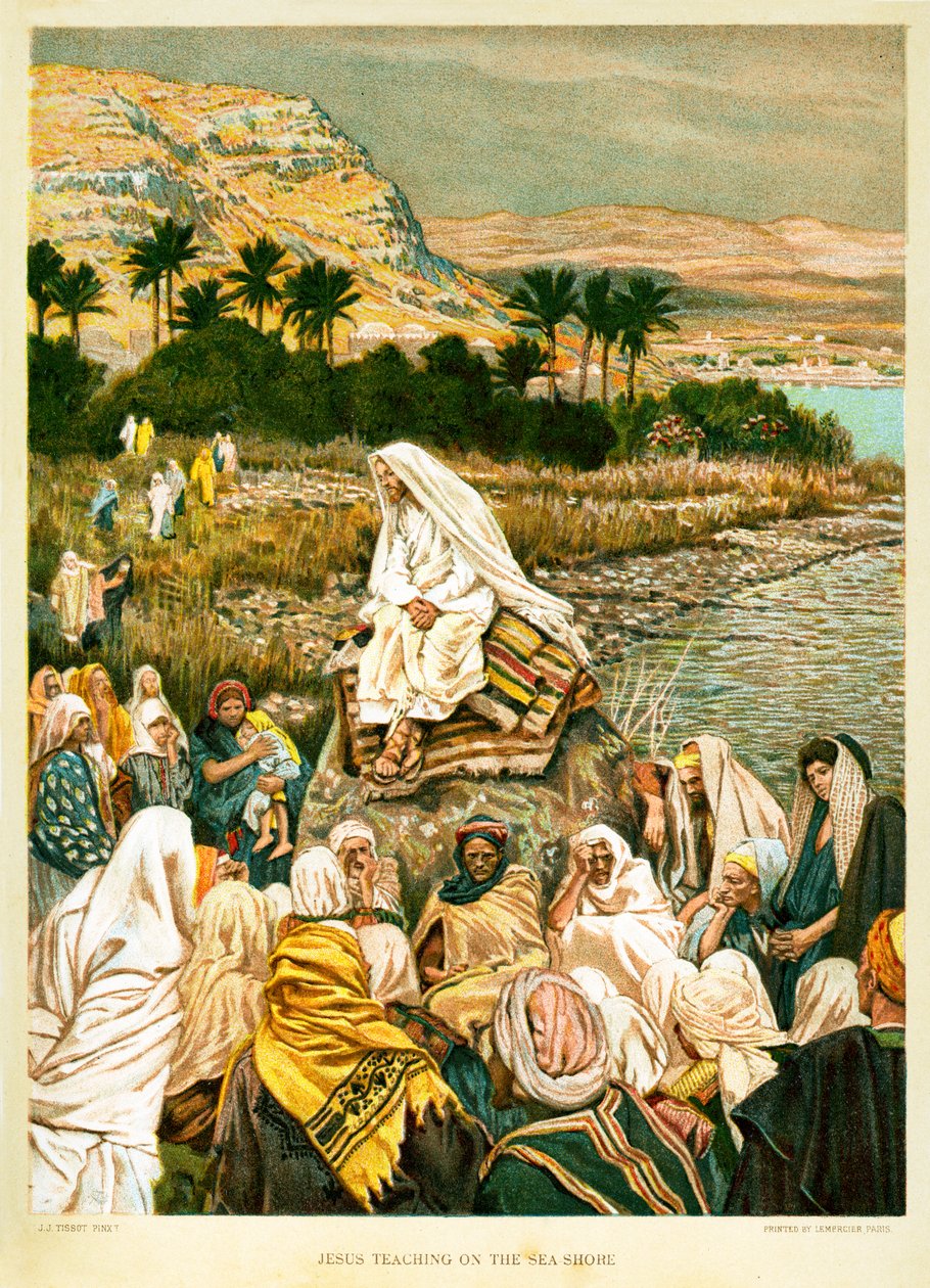 Jesus undervisar på Sear Shore - St Mark - Bibeln av James Jacques Joseph after Tissot