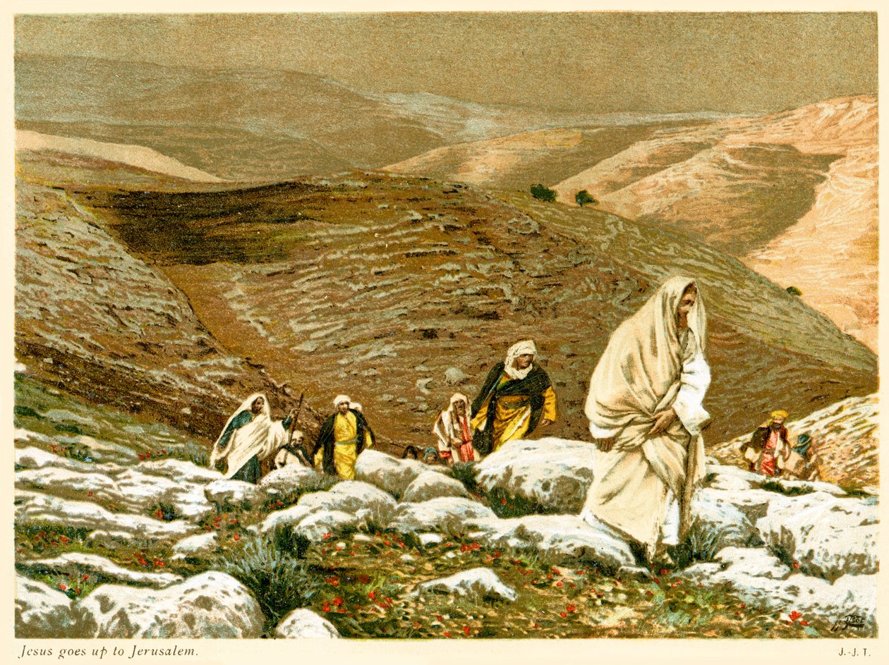 Jesus går upp till Jerusalem - Johannes, Bibeln av James Jacques Joseph after Tissot