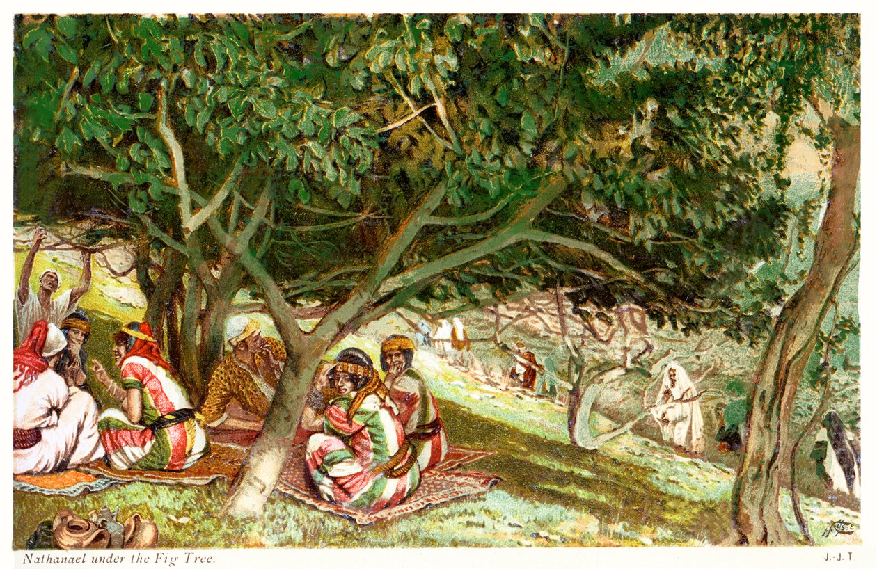 Nathanael under fikonträdet - St John, Bibeln av James Jacques Joseph after Tissot