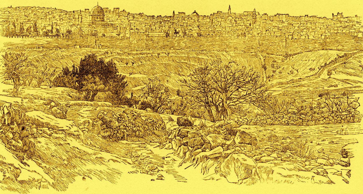 Gamla stan i Jerusalem sett från Olivberget av James Jacques Joseph after Tissot