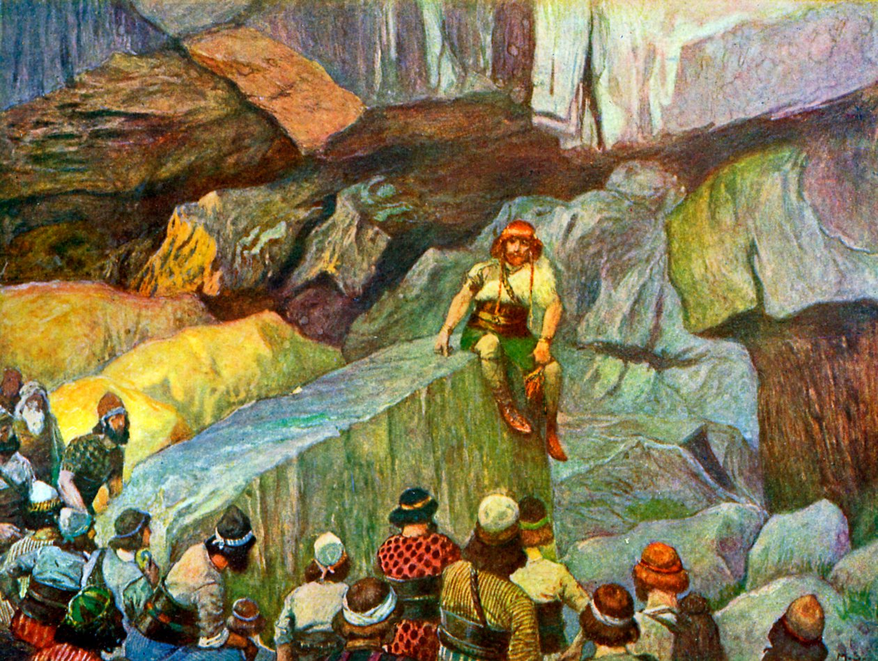 Simson i grottorna i Etam av Tissot - Bibeln av James Jacques Joseph after Tissot