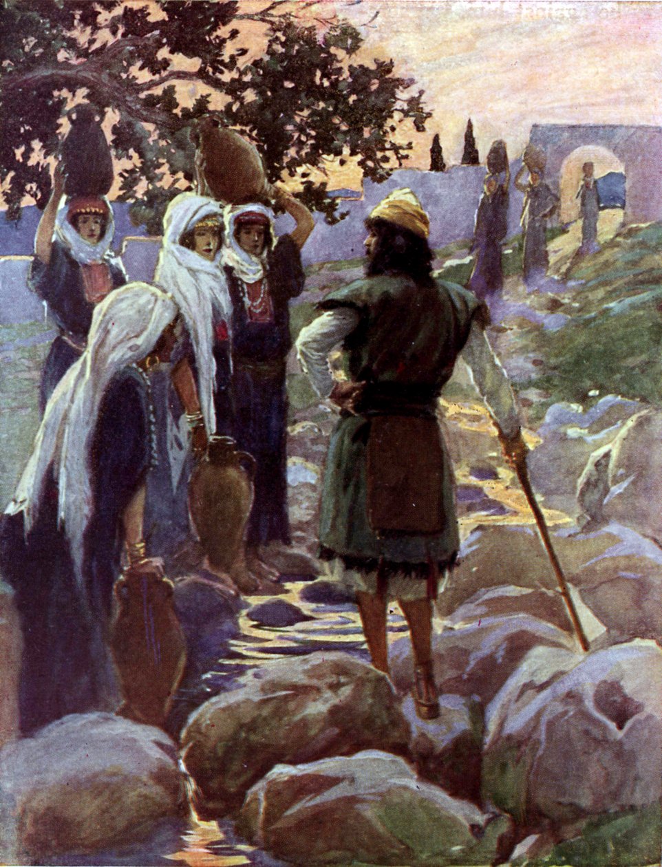 Saul ifrågasätter de unga jungfrorna av Tissot -Bibeln av James Jacques Joseph after Tissot