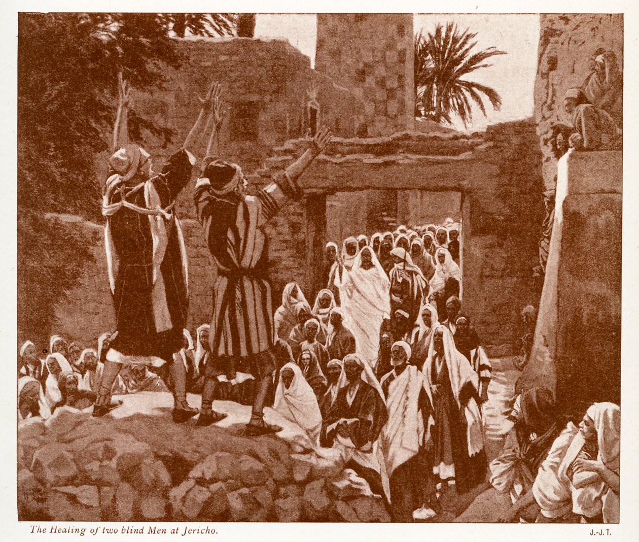 Helande av två blinda män i Jeriko - Bibeln av James Jacques Joseph after Tissot