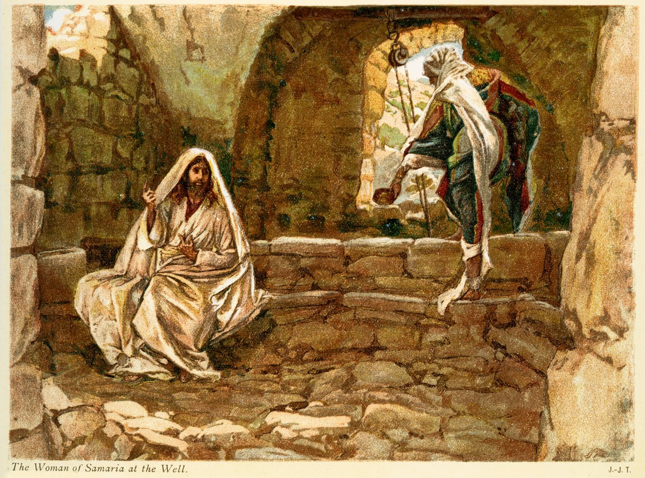 Samariens kvinna vid brunnen - St John - Bibeln av James Jacques Joseph after Tissot