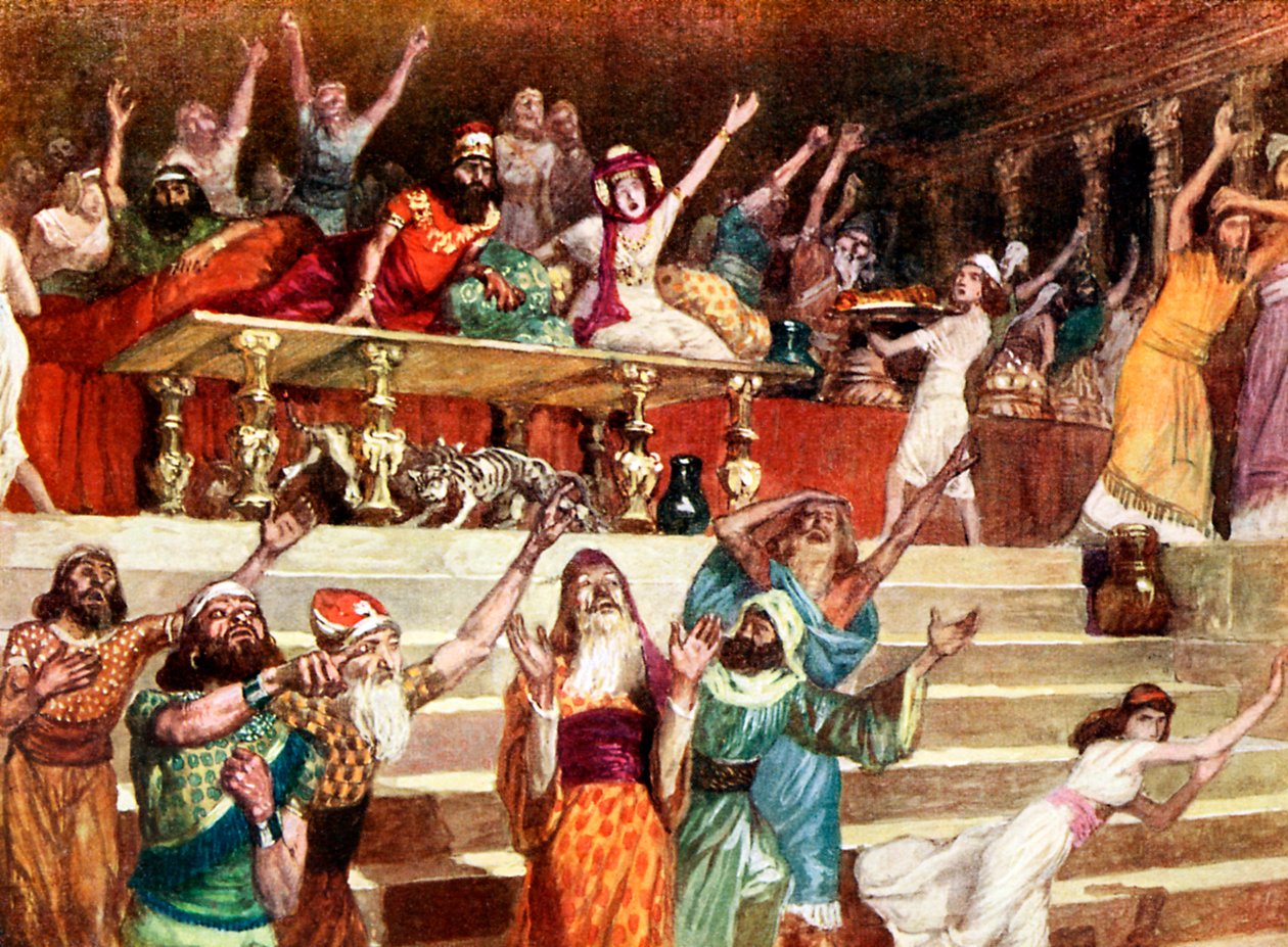The Writing on the Wall av J James Tissot - Bibeln av James Jacques Joseph after Tissot