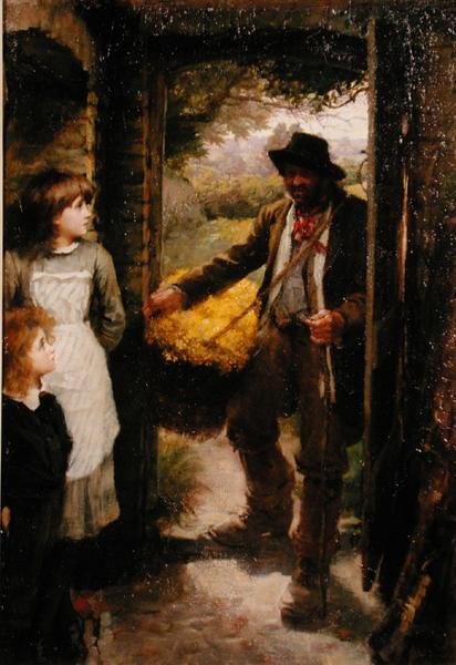 The Cowslip Gatherer (olja på duk) av James Jebusa Shannon