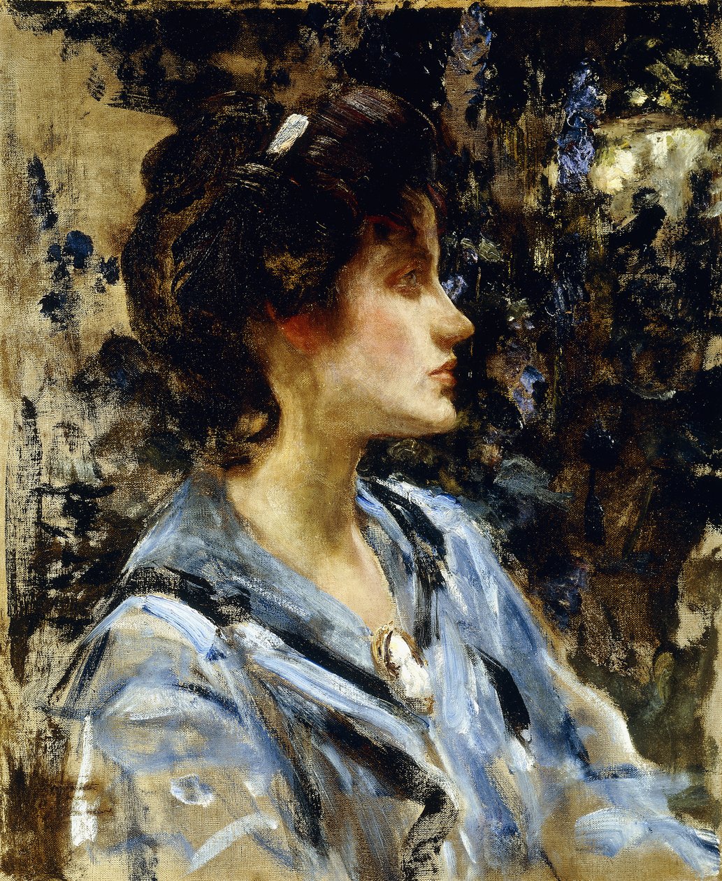 Ung kvinna i blått - fröken H. Ström, av James Jebusa Shannon