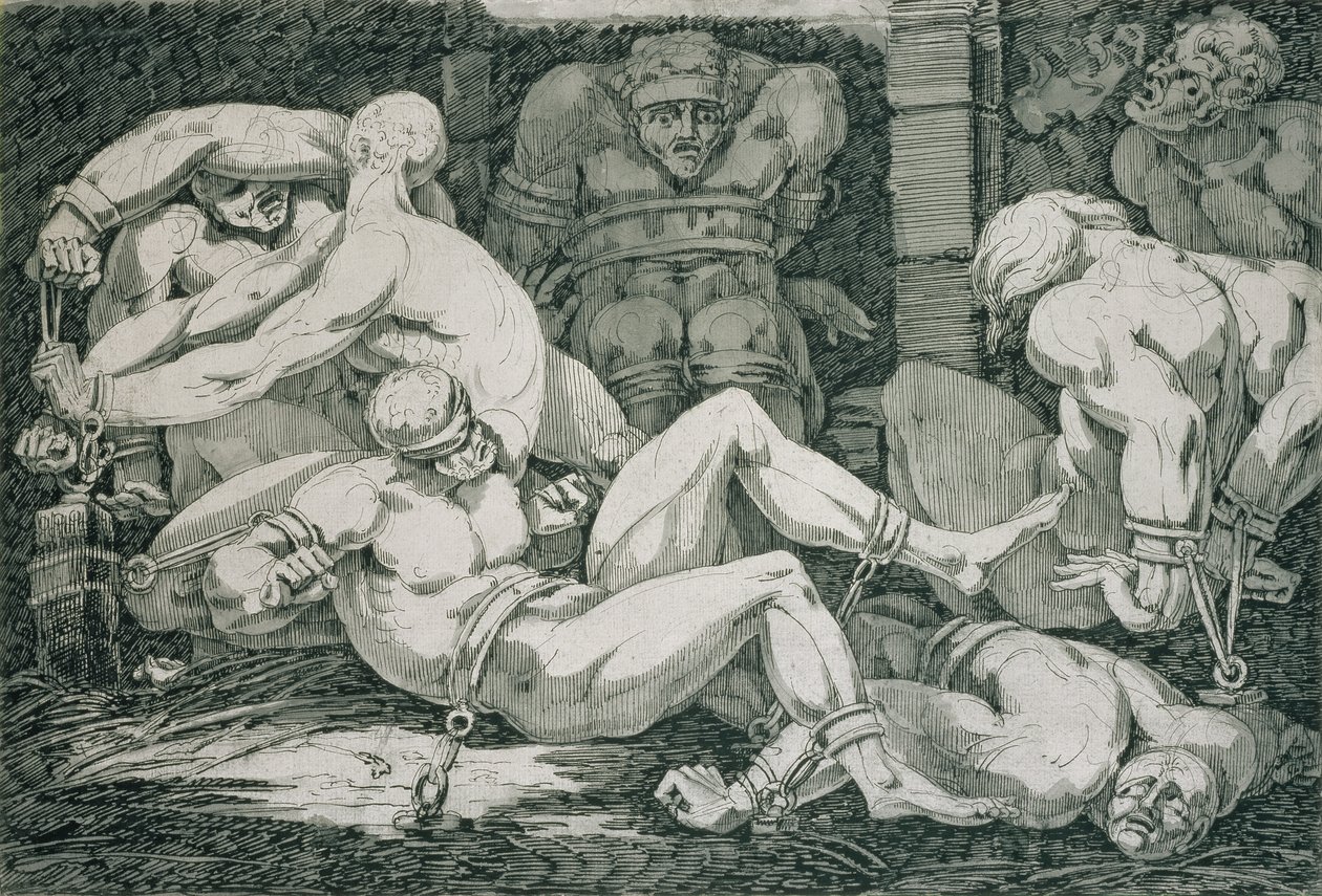 Ugolino och hans söner i svälttornet, 1700-talet av James Jefferys