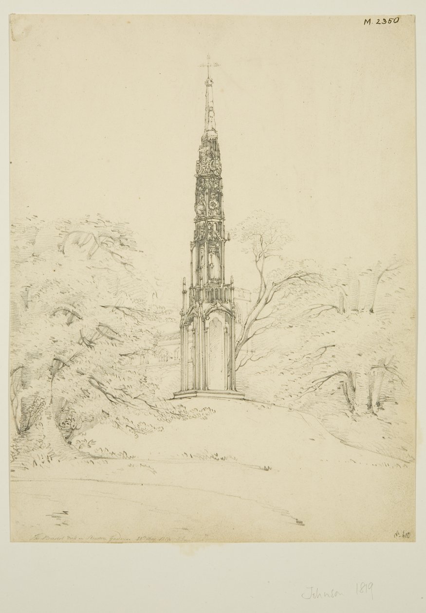 Bristol High Cross i Stourhead Gardens, 25 maj 1819 (penna på papper) av James Johnson