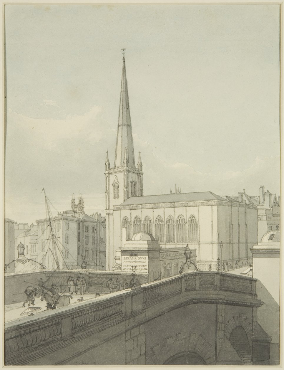 St Nicholas Church och en del av Bristol Bridge av James Johnson