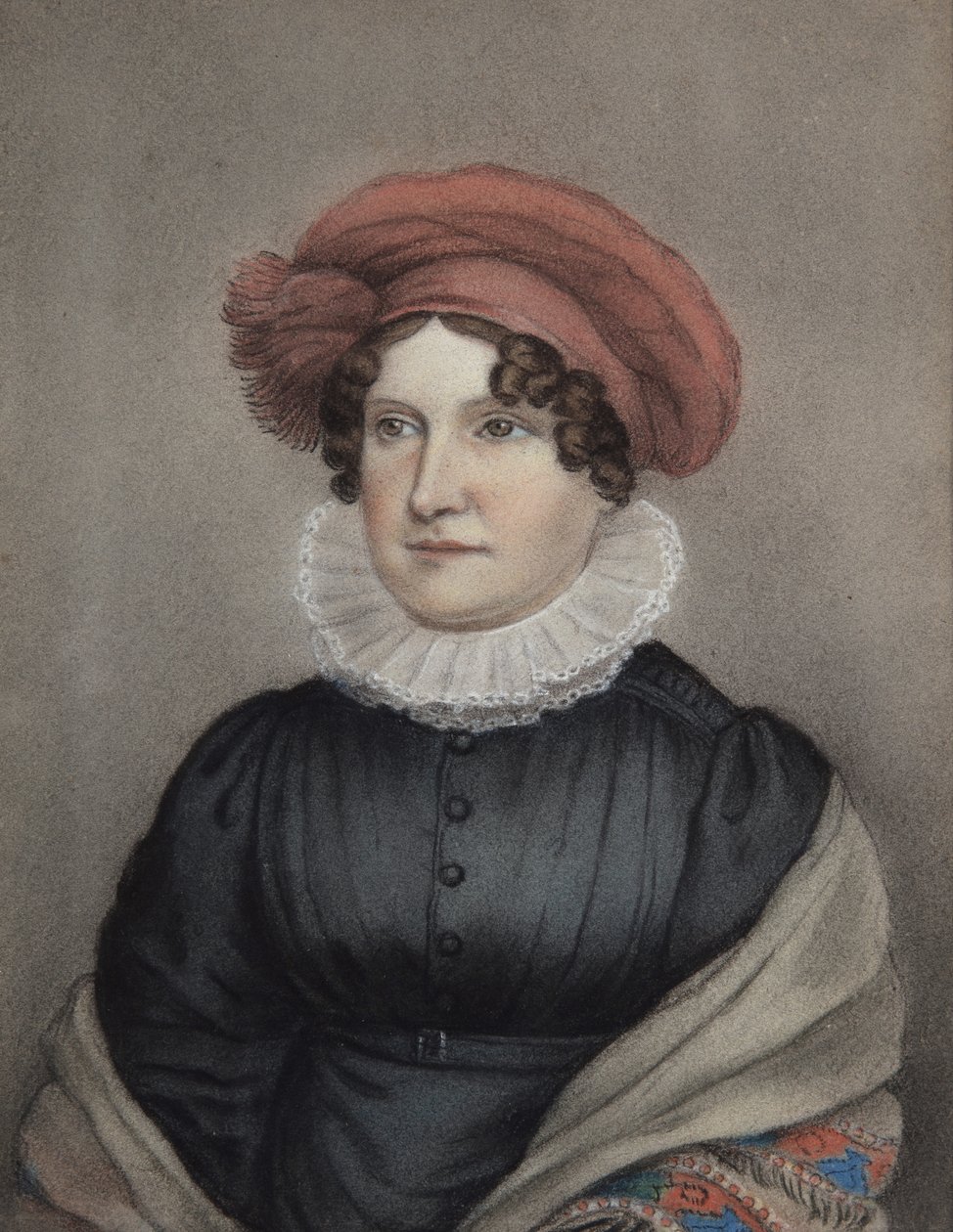 Mrs Ellen Sharples (pastell på grått papper) av James Junior Sharples
