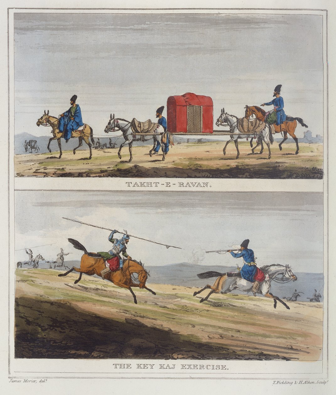 Takht-e-Ravan & T Kiya arbetar med träning av James Justinian (after) Morier