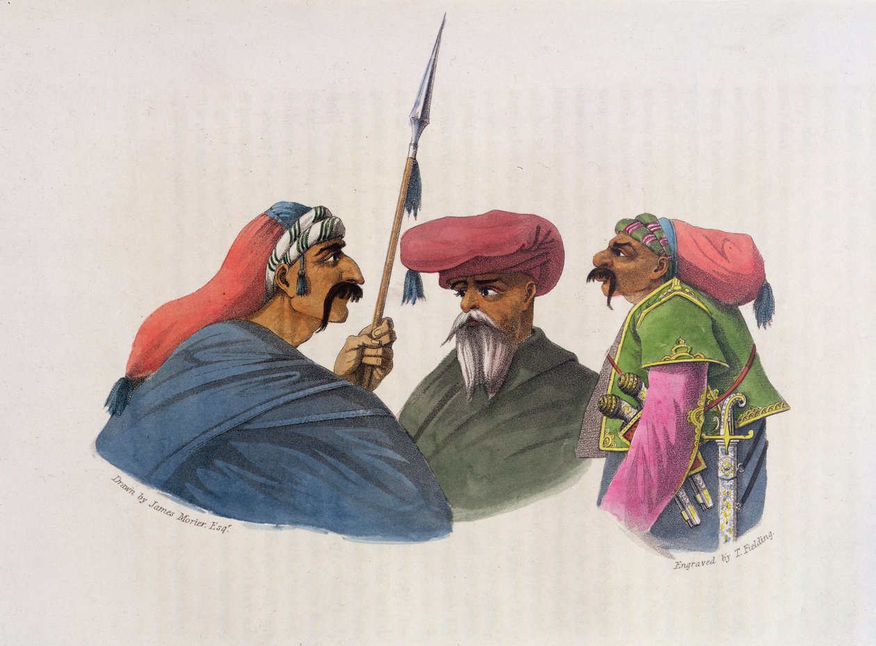 Courdish Chiefs från "A Second Journey through Persia, 1810-16", graverad av Theodore H.A. Fielding (1781-1851) 1818 av James Justinian Morier