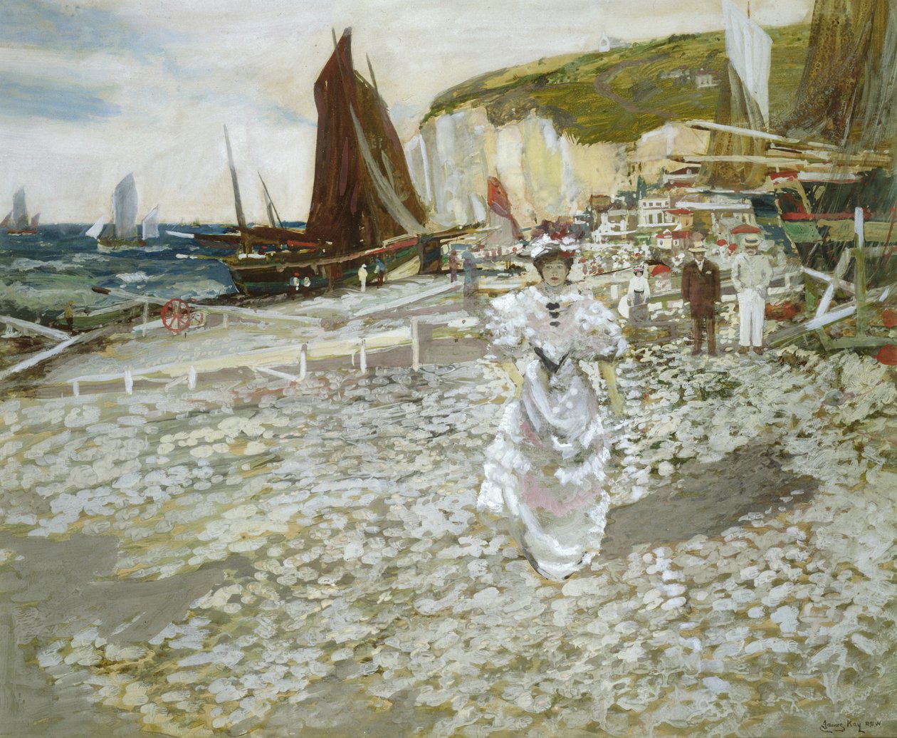 The Shingle Beach (wc och höjning på papper) av James Kay