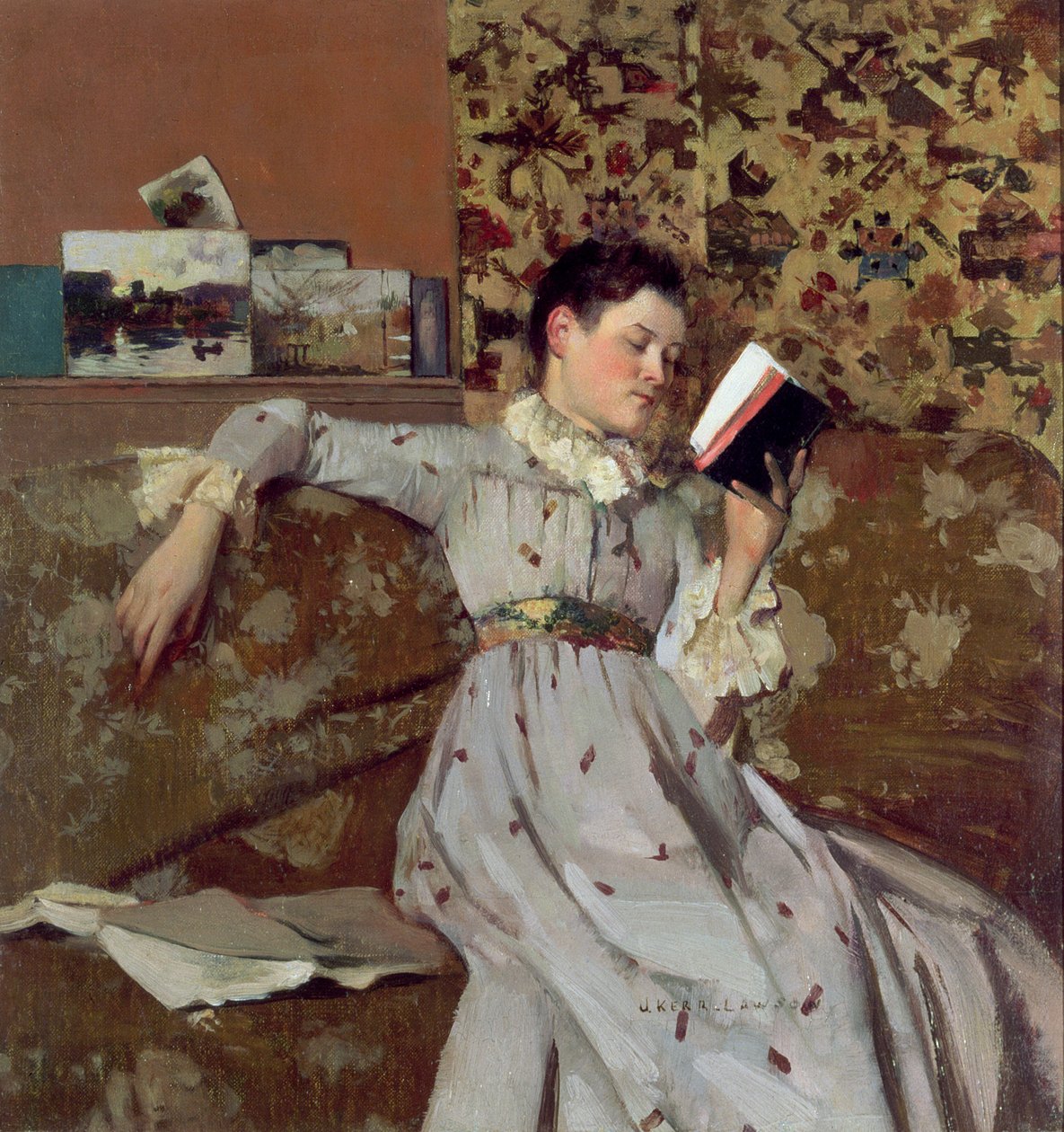 Caterina läser en bok, ca 1888 av James Kerr Lawson