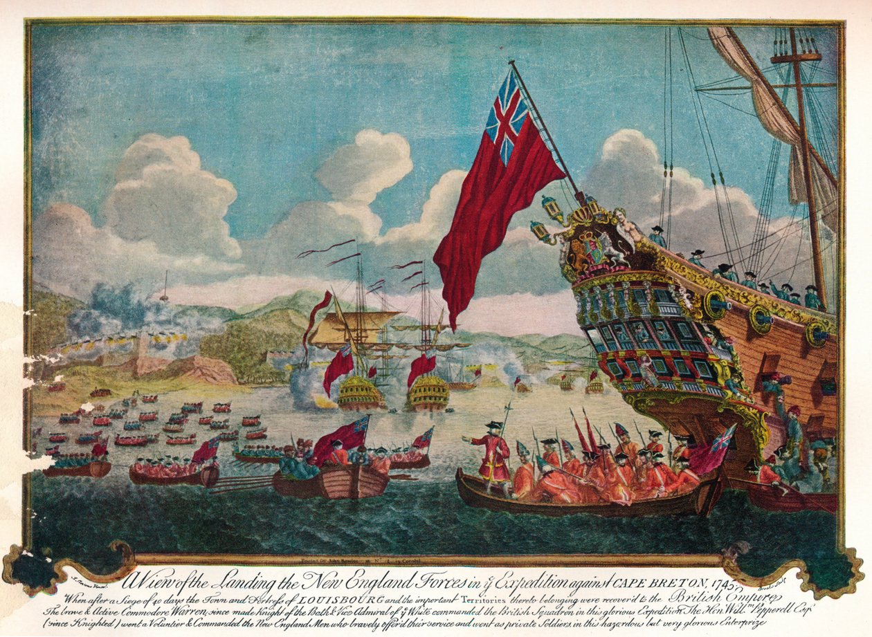 Landstigningen av trupper från New England på ön Cape Breton för att attackera Louisbourg, 1747 av James L. Brooks