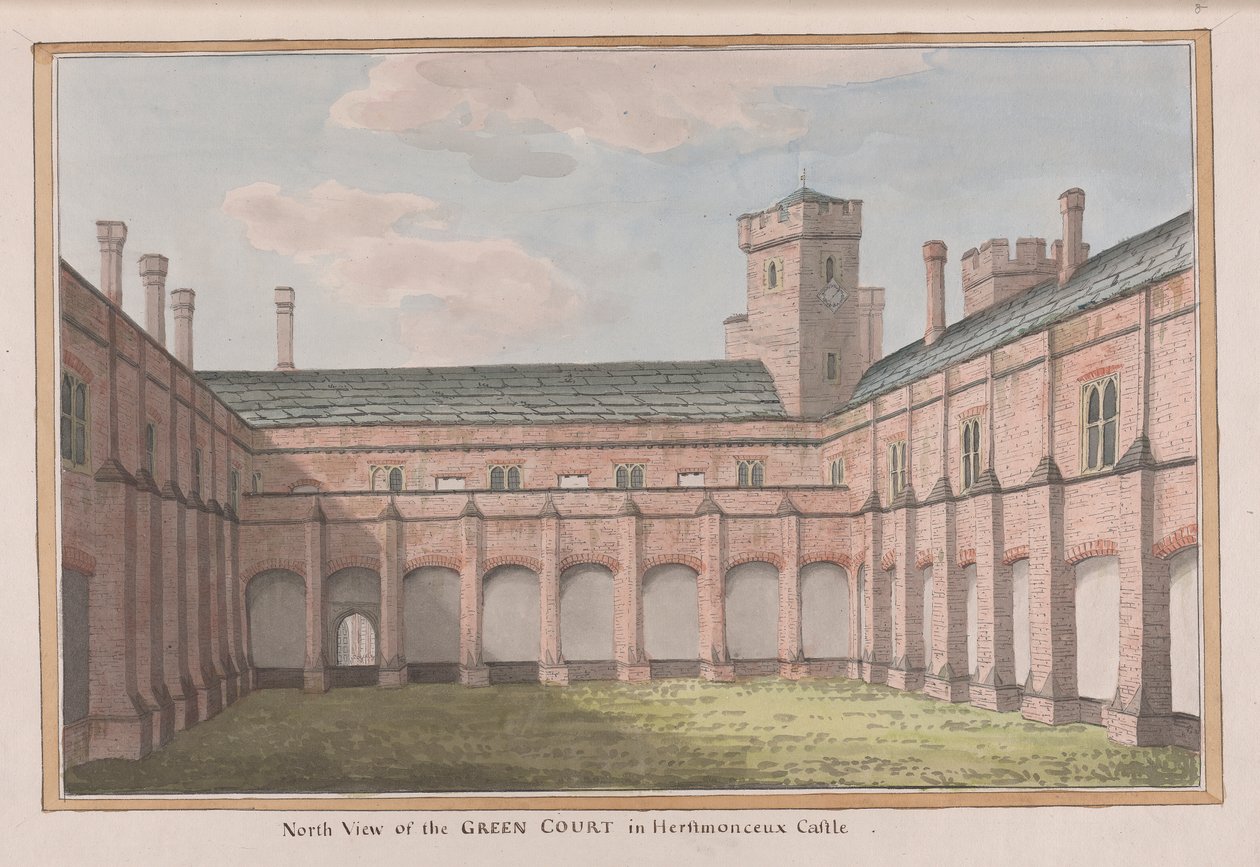 Herstmonceux Castle, East Sussex: North View of the Green Court av James Lambert  of Lewes