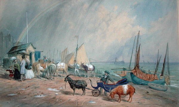 Brighton Beach (akvarell med kroppsfärg på papper) av James Large