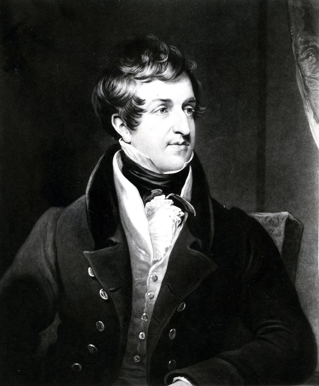 John Cam Hobhouse, tryck gjord av Charles Turner, 1834 (mezzotint) av James Lonsdale