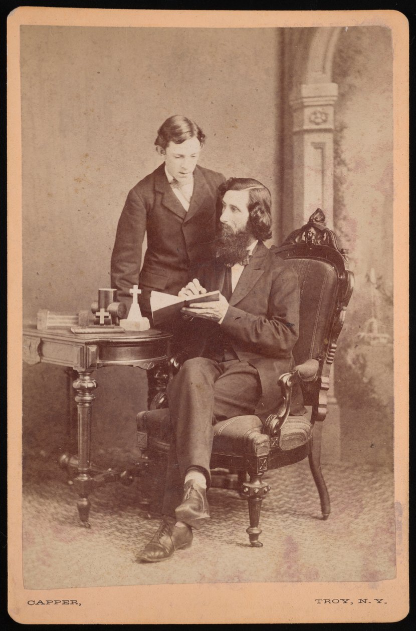 Porträtt av Samuel Edward Warren 1831-1909 med student, före 1877. av James M Capper