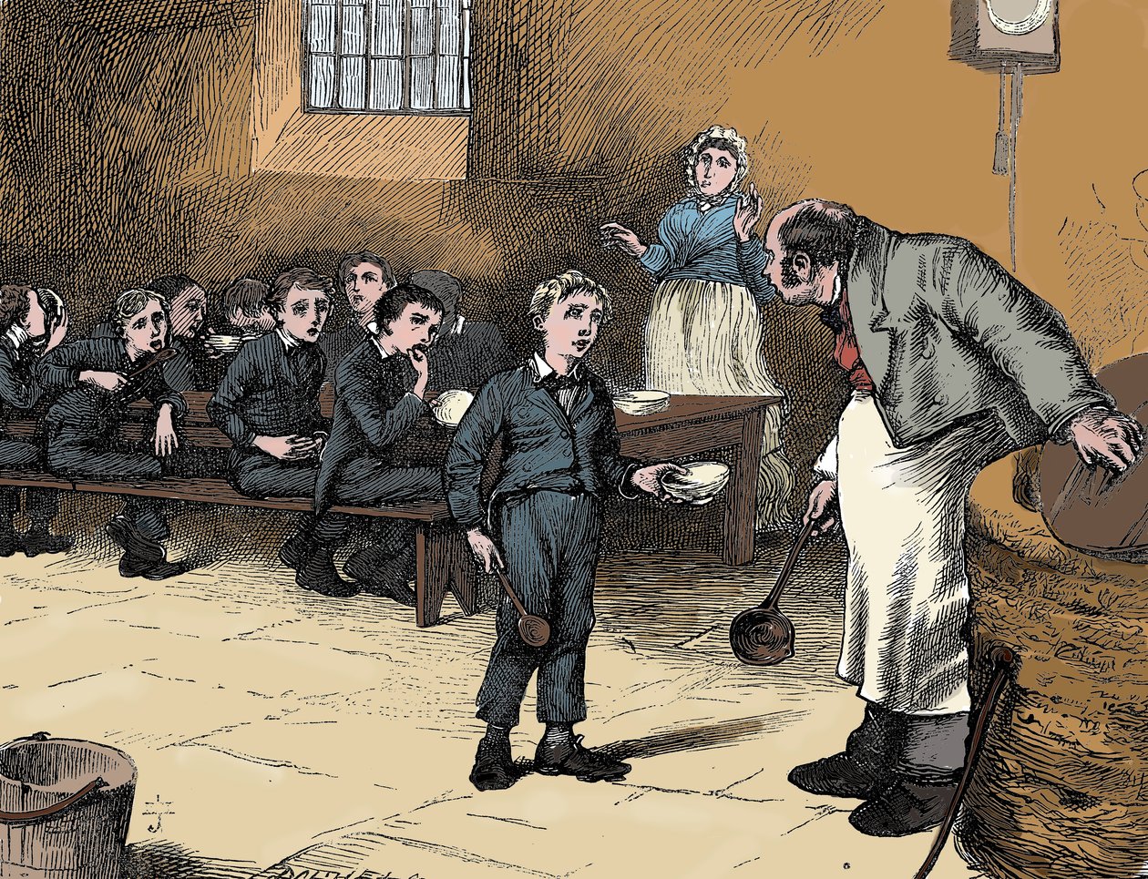 Scen från Oliver Twist av Charles Dickens, 1836 av James Mahoney