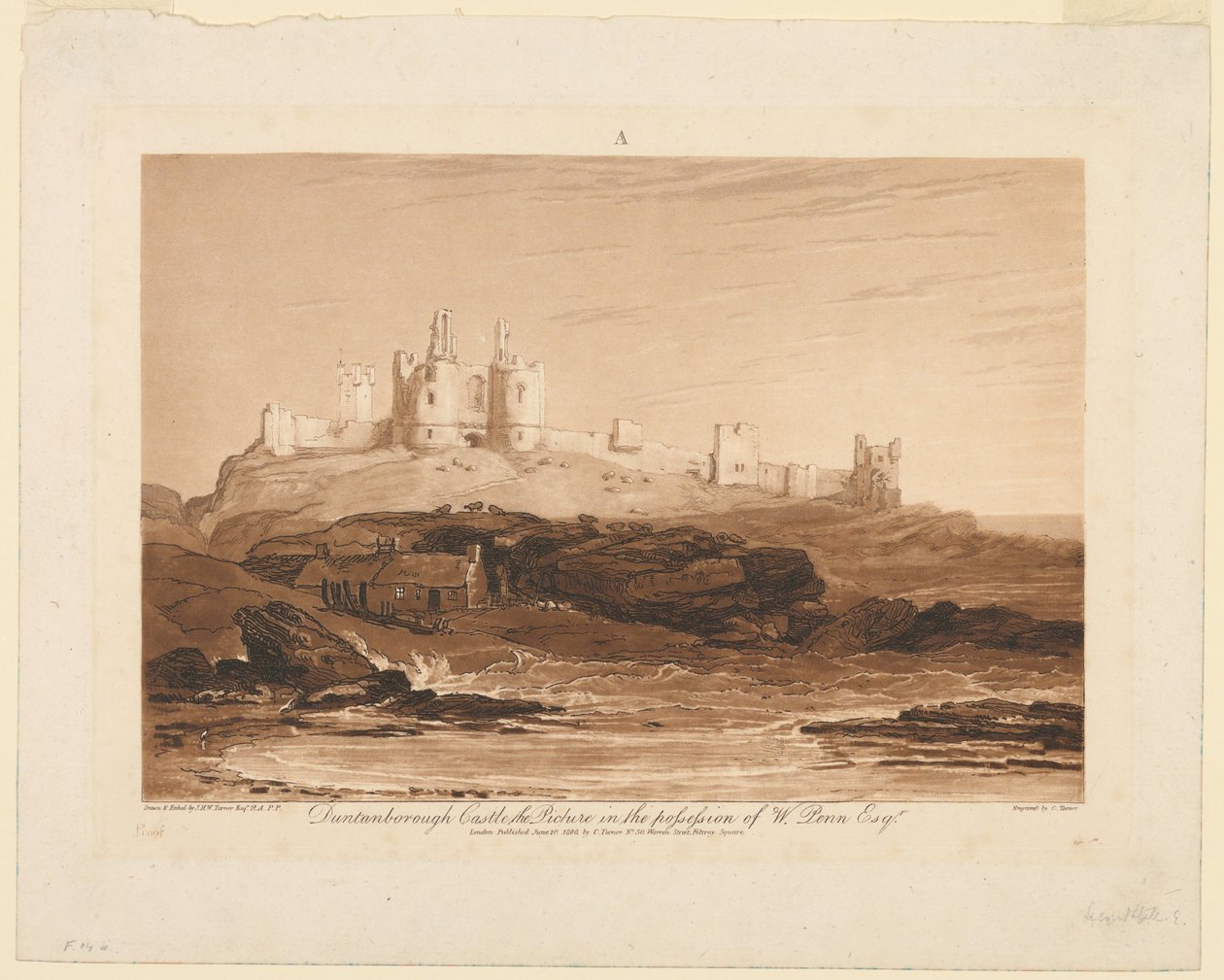 Dunstanburgh Castle, från "Liber Studiorum", del III av James Mallord William Turner