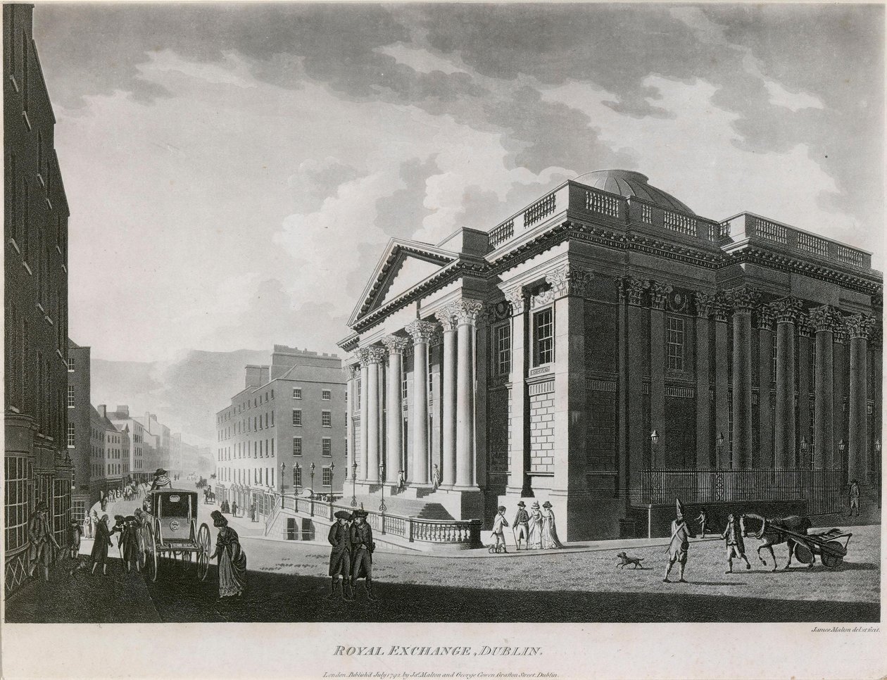 Royal Exchange (nu City Hall), Cork Hill, Dublin av James Malton