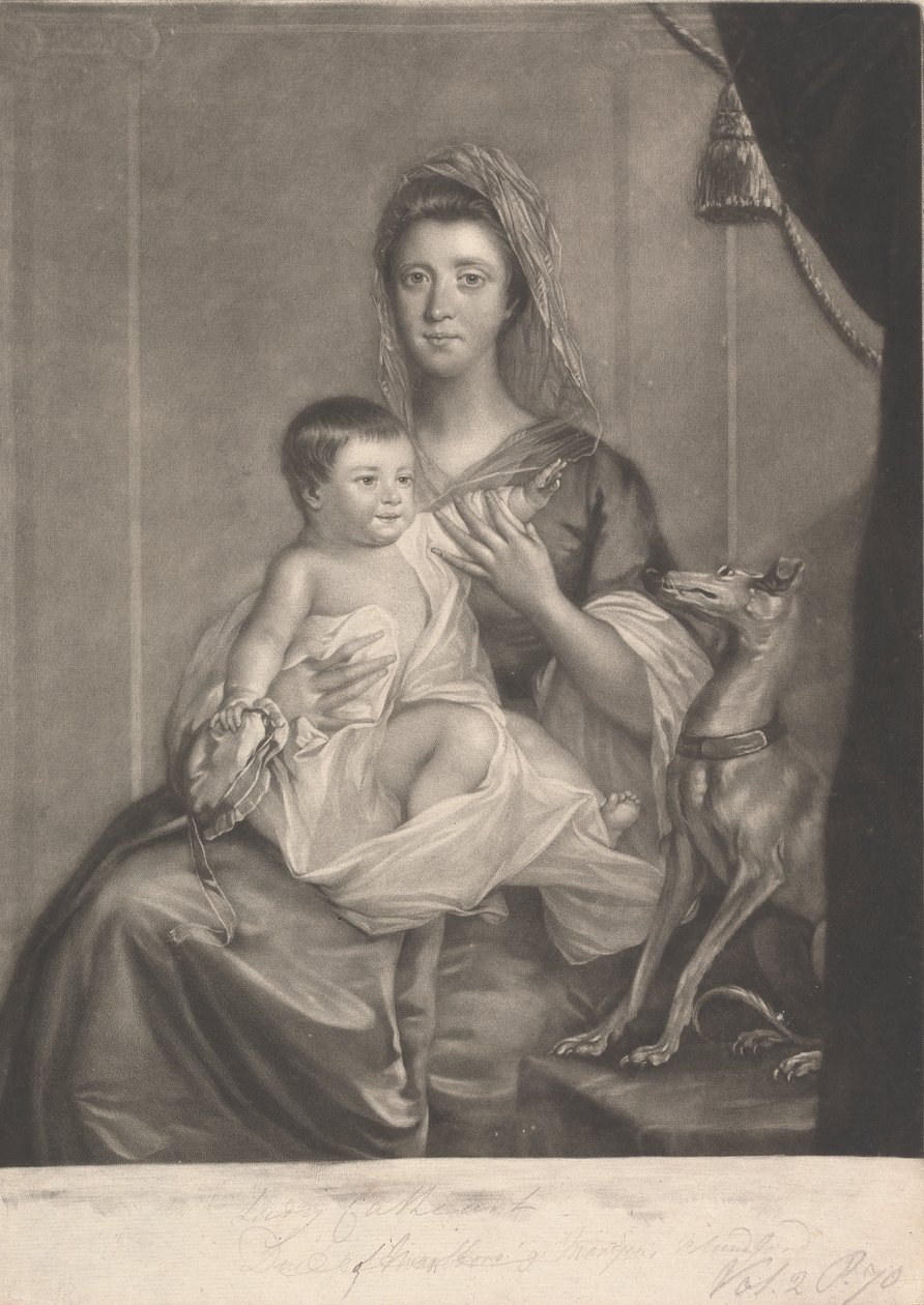Lady Jane Cathcart (född Hamilton), och hennes son av James McArdell