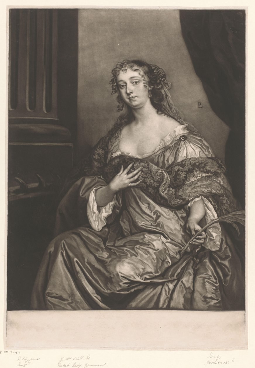 Porträtt av Elizabeth Hamilton som Sankta Katarina av James McArdell