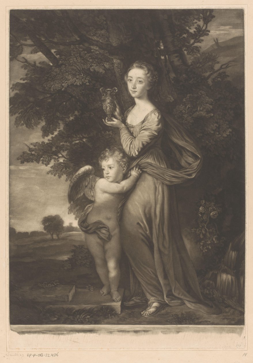 Porträtt av Frances Anne Greville och Henry Francis Greville som Hebe och Amor av James McArdell