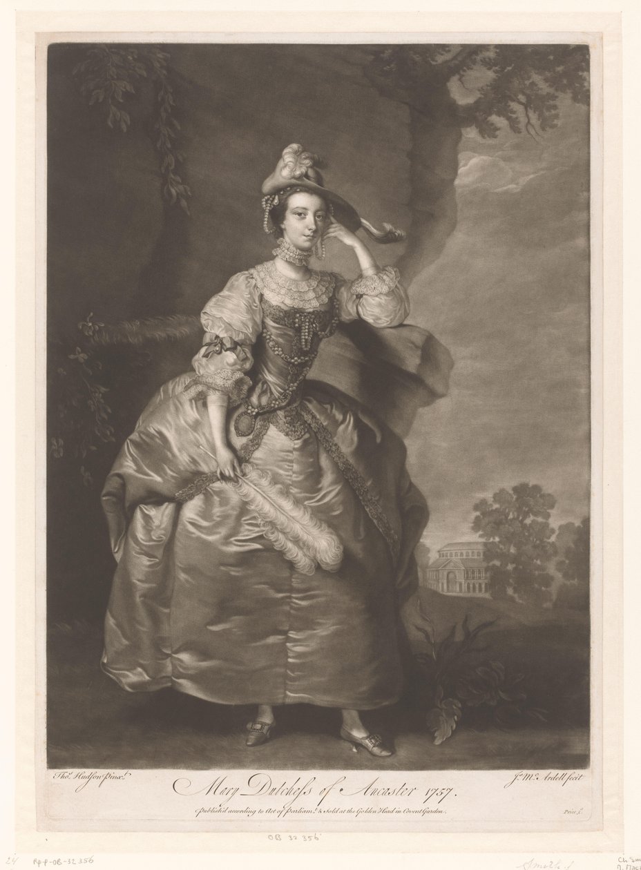 Porträtt av Mary Bertie Mary Dutchess av Ancaster (titel på objekt) av James McArdell
