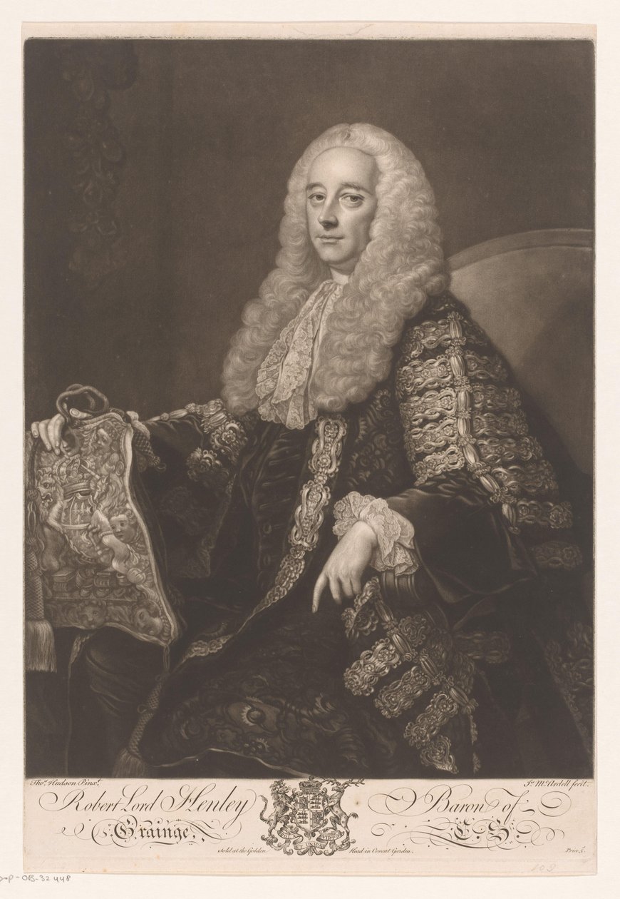 Porträtt av Robert Henley Robert Lord Henley Baron of Grainge (titel på objektet) av James McArdell