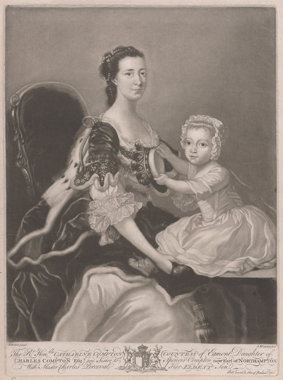Den rätta ärade Catherine Compton..., grevinna av Egmont..., med mästare Charles Perceval hennes äldsta son av James McArdell