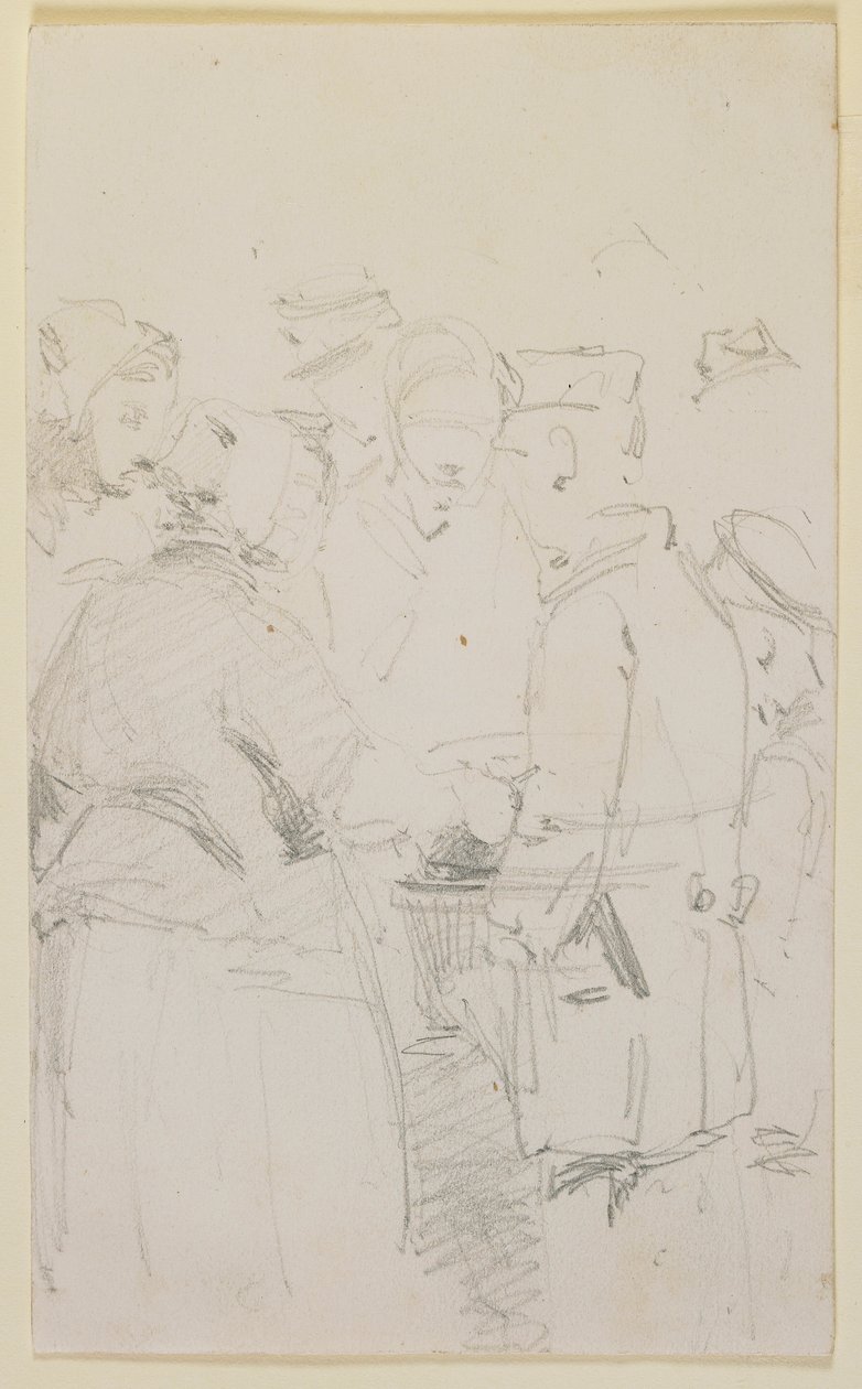 En grupp figurer runt en brazier av James Abbott McNeill Whistler