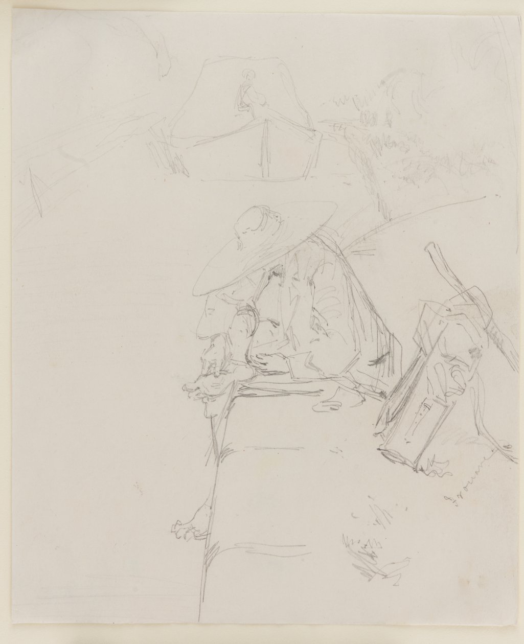 En man som satt på kanten av en vägg av James Abbott McNeill Whistler