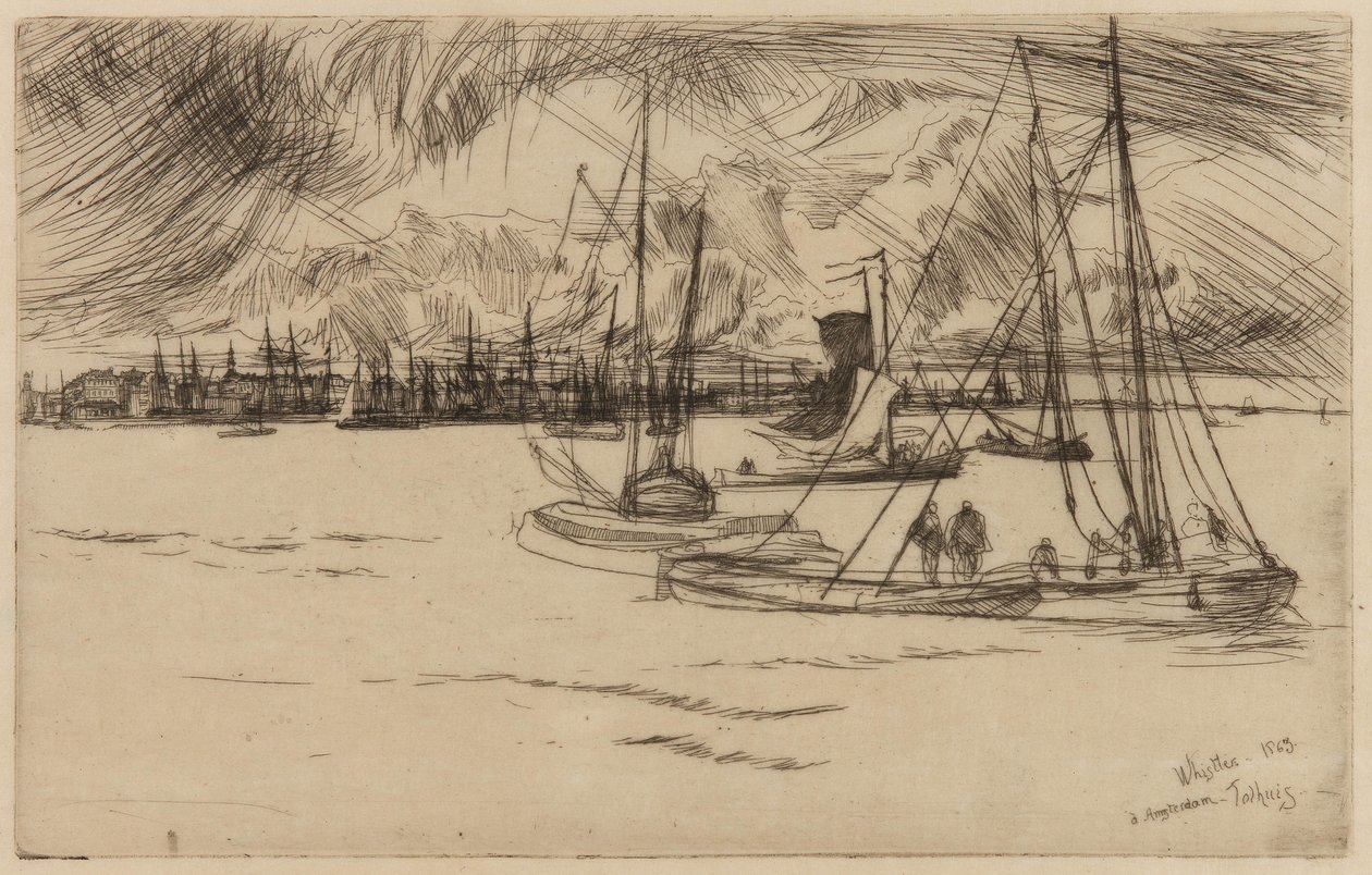 Amsterdam, från Tolhuis av James Abbott McNeill Whistler