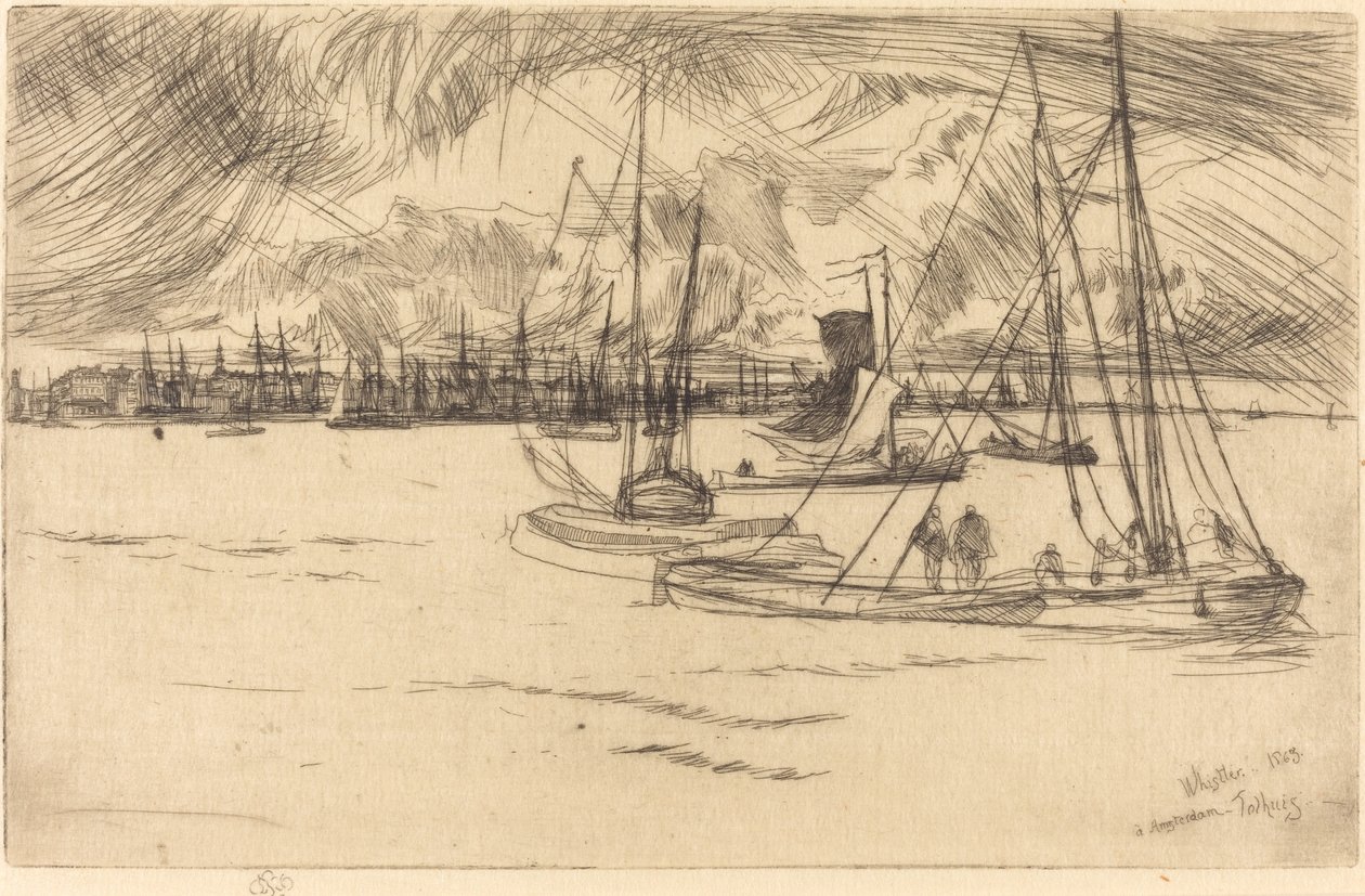 Amsterdam från Tolhuis av James Abbott McNeill Whistler
