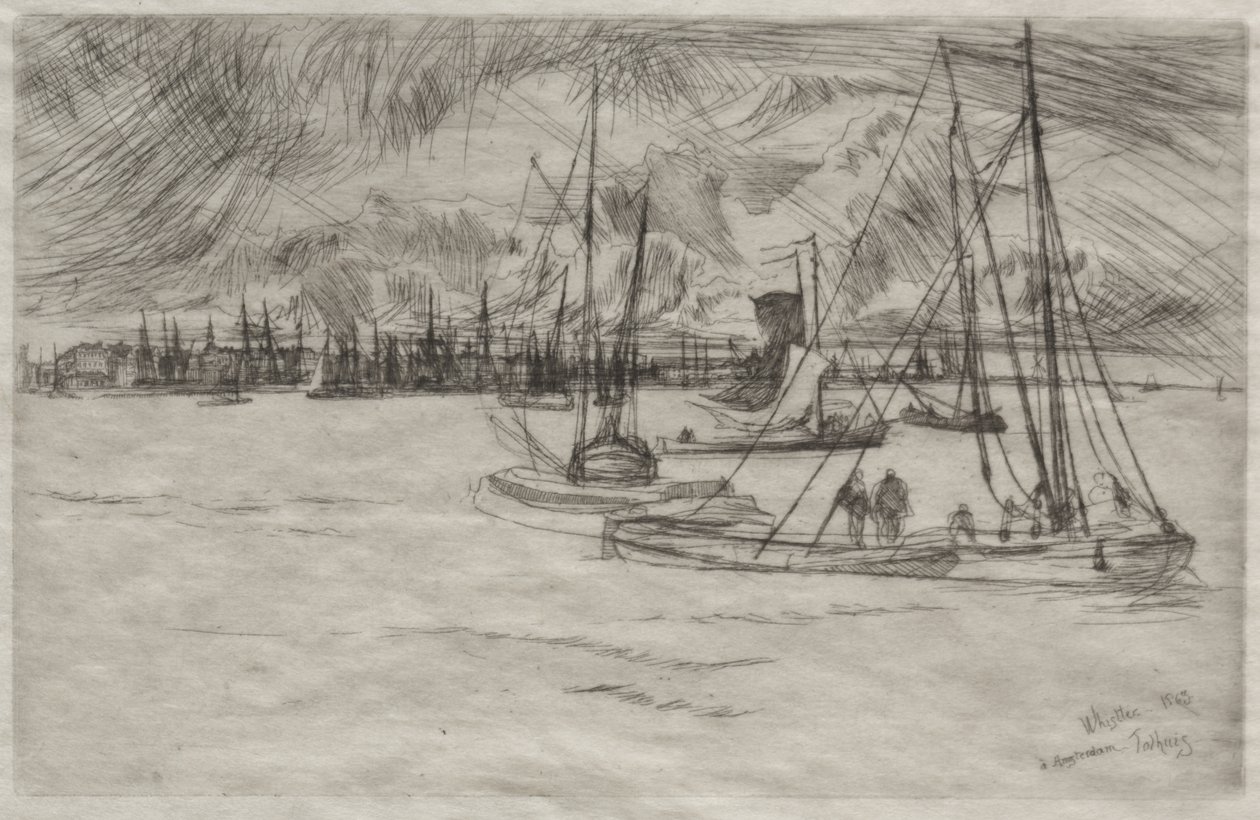 Amsterdam sett från Tolhuis av James McNeill Whistler