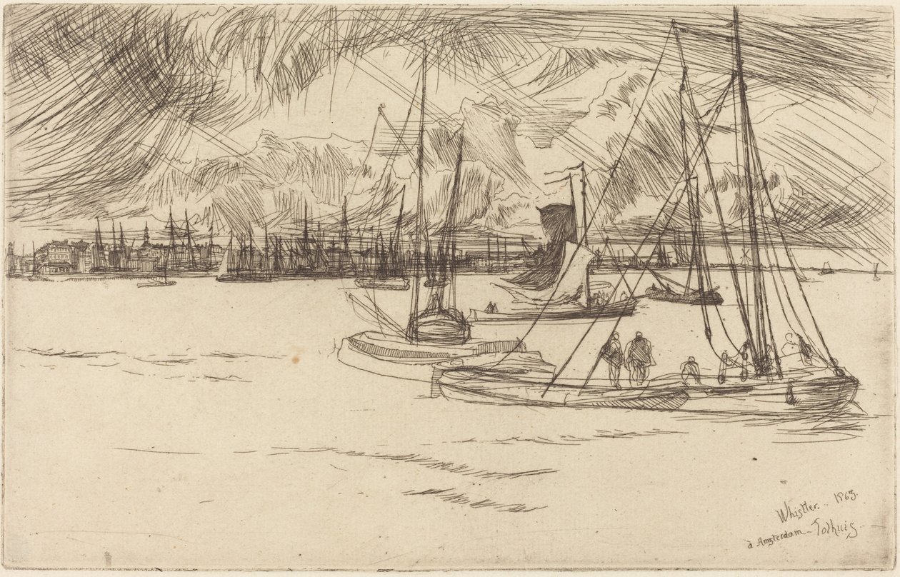 Amsterdam från Tolhuis av James McNeill Whistler