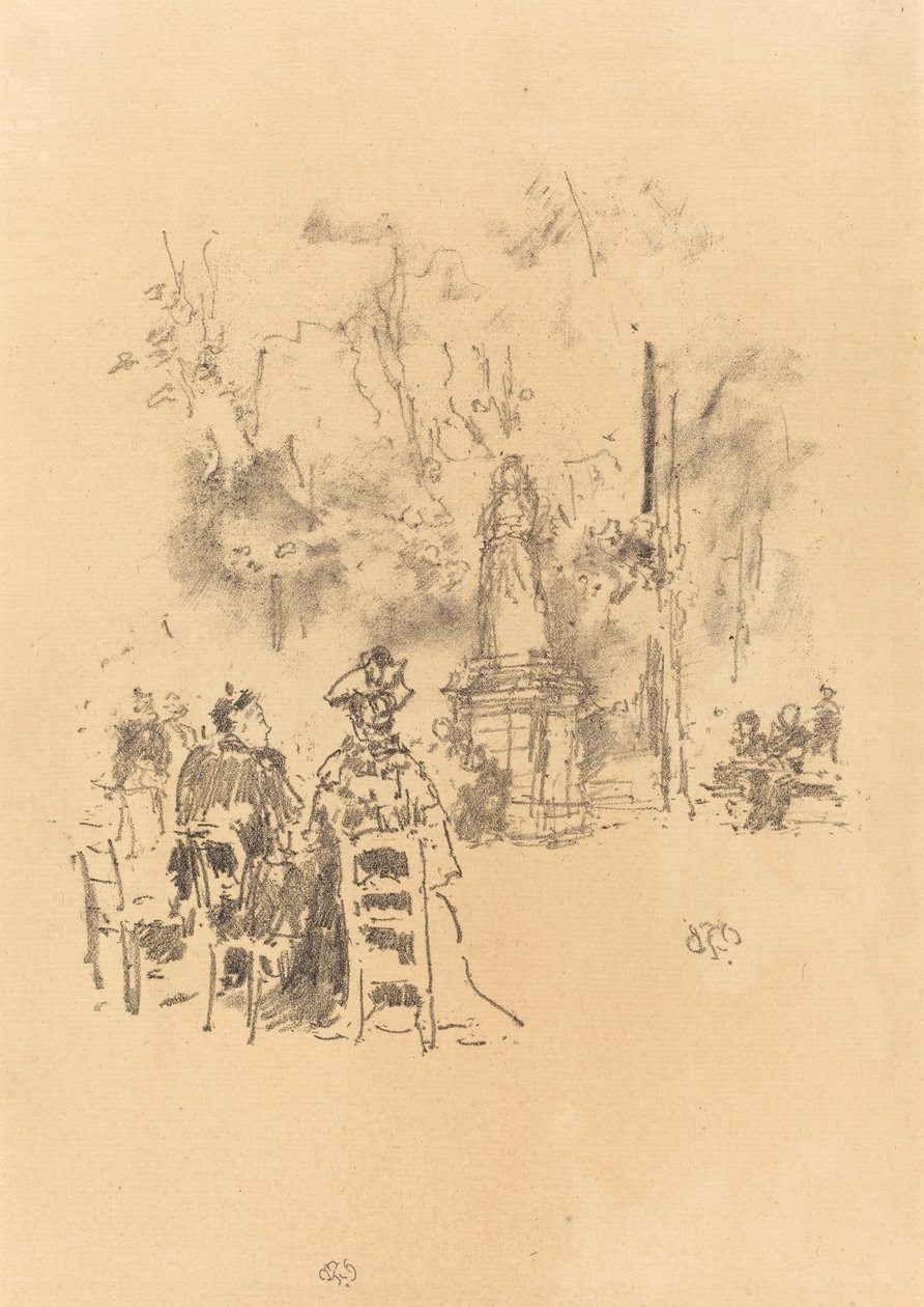 Samtal under statyn, Luxembourgträdgården av James Abbott McNeill Whistler