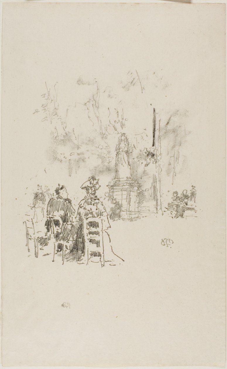 Samtal under statyn, Luxembourgträdgården av James Abbott McNeill Whistler