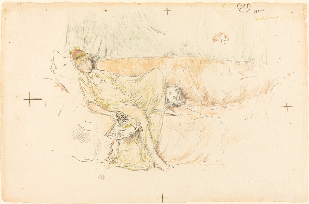 Draperad figur, liggande av James Abbott McNeill Whistler